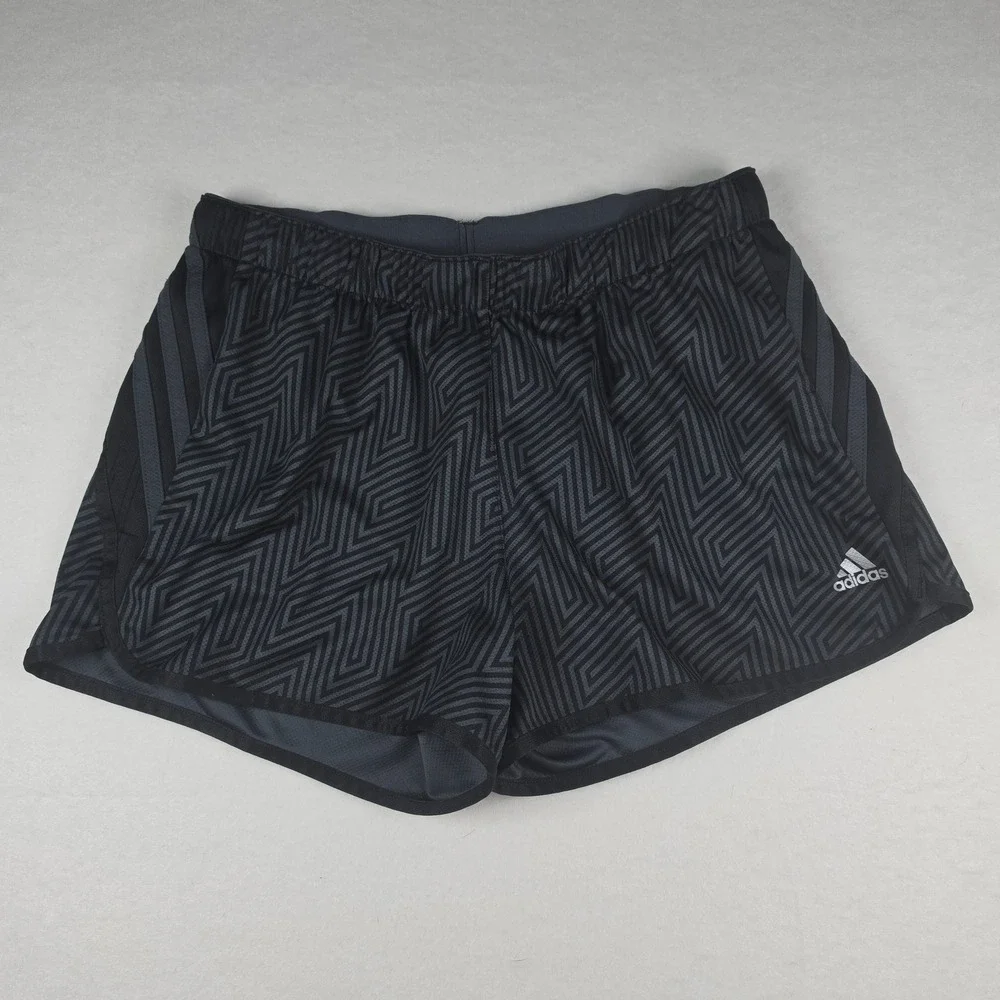 Adidas Climalite Running Shorts Medium Black Gray Chevron Print